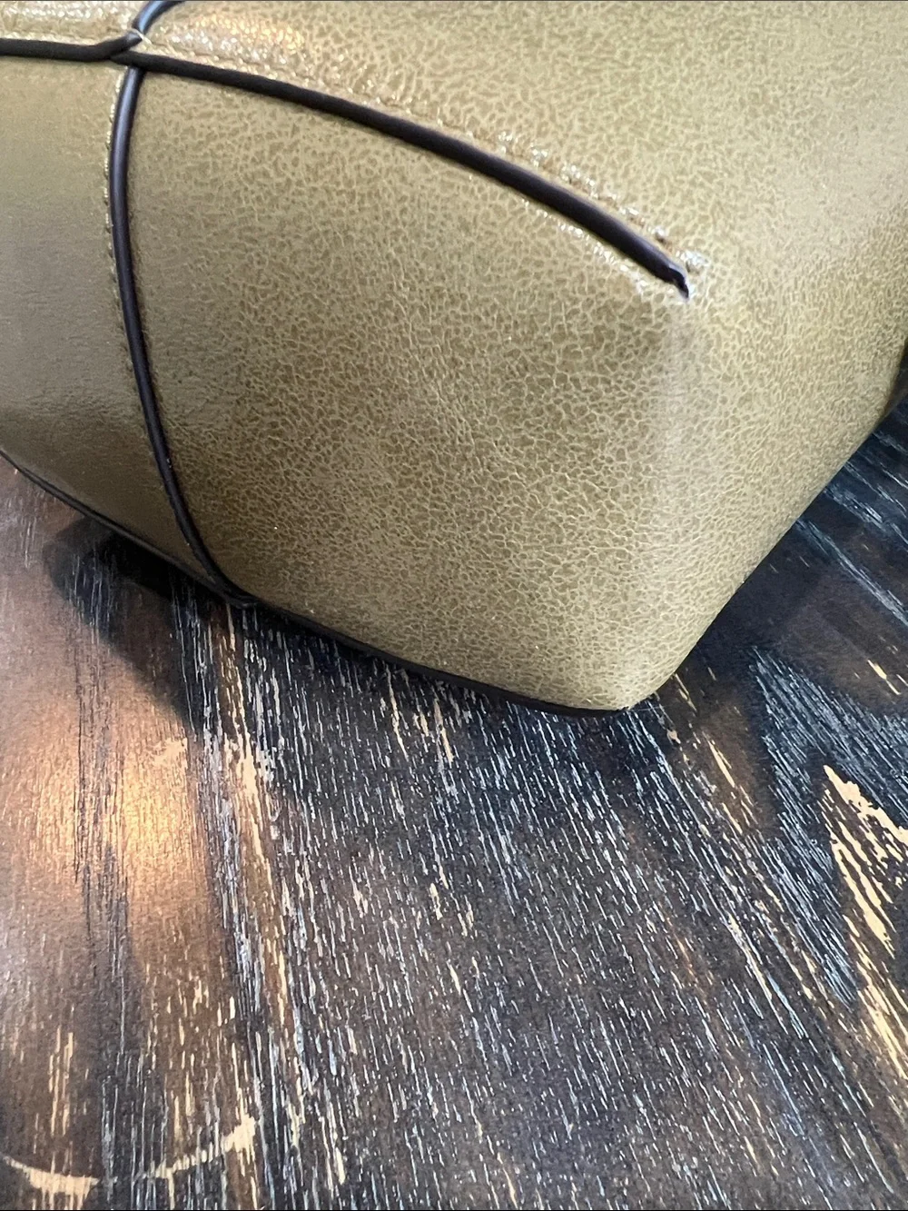 Kate Spade Halo Dried Thyme Glazed Leather Mini Bucket Bag
